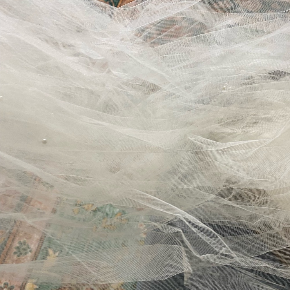 Vintage 1920’s Beaded Crown & Lace Juliet Cap Veil Bridal Veil w/ Short Tulle - Picture 6 of 8